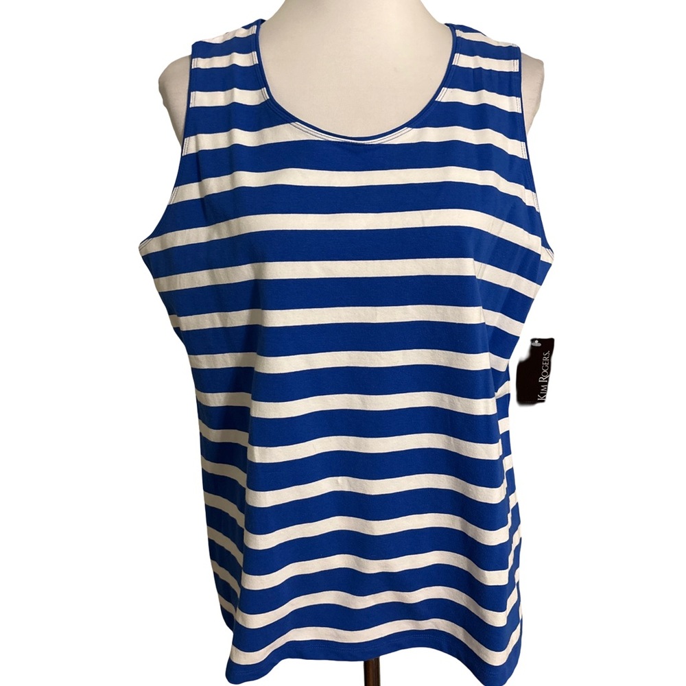 Kim Rogers Blue and White Striped Tank Top